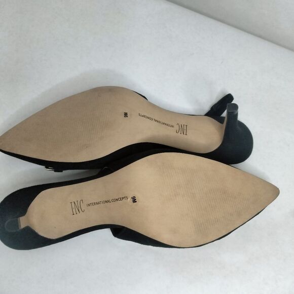 Women's Pointed Toe Kitten Heel Black Suede Shoe - Picture 8 of 8